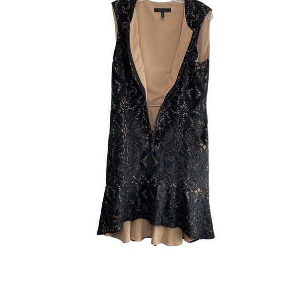 BCBG MAXAZRIA  Chrystal women’s black & beige lazer cut sleeveless dress size 12 - Picture 6 of 15